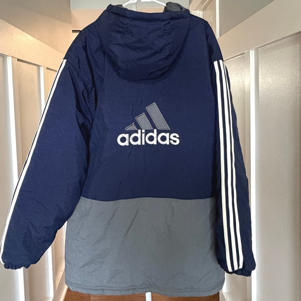 Adidas Vintage Men's Hooded Puffer Parka Jacket Sporty 90's Retro XL Colorblock